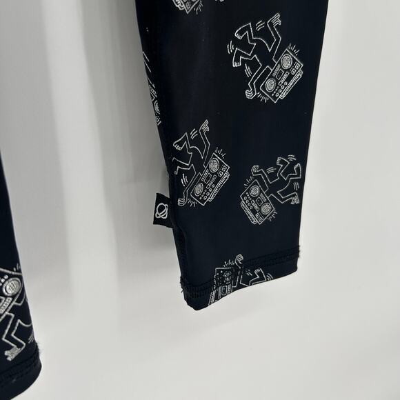 Keith Haring x Terez Black Leggings – Silver Robot Print – Size XS - Picture 7 of 7